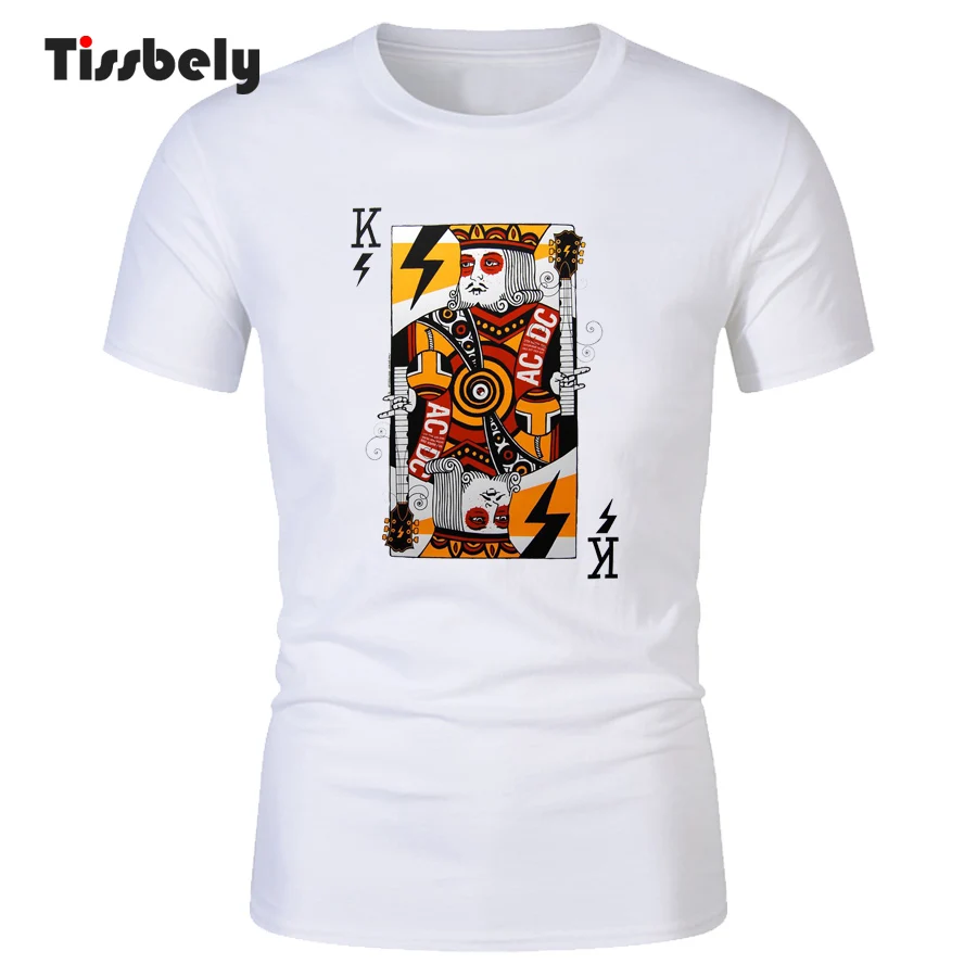 Tissbely ACDC рок Для мужчин футболка платить карты покер K графические печатные