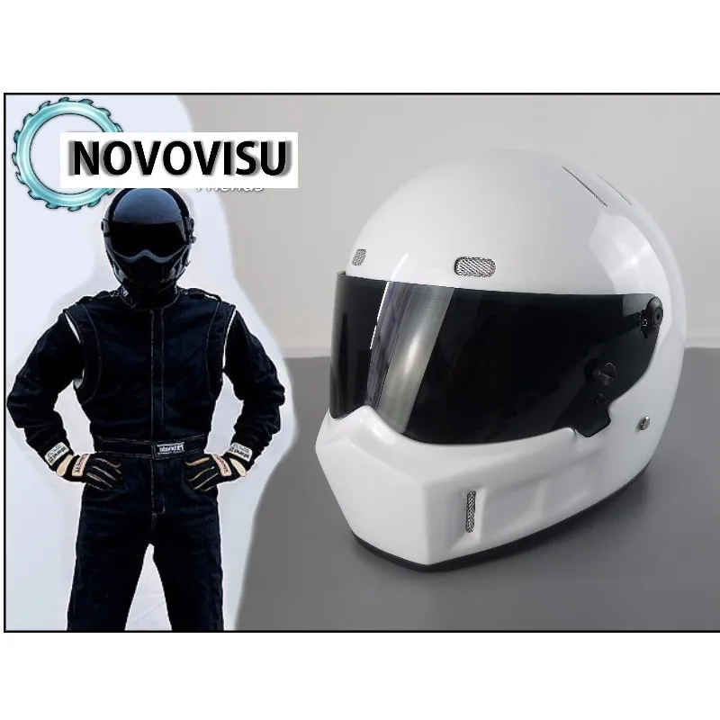 NOVOVISU The Stig 1 Helmet Capacete Casco De 2002 2003 White Colour With Black Visor For 1  2 Season Kart  Car  Motorcycle 03