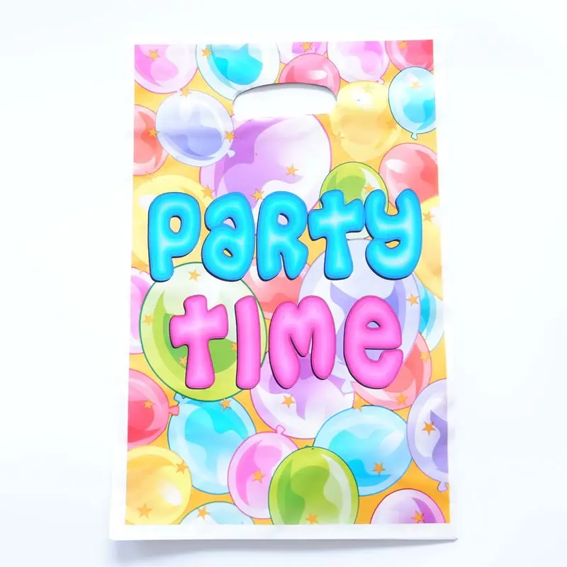 10pcs/lot Party Time Theme Party Gift Bag Party Decoration Plastic