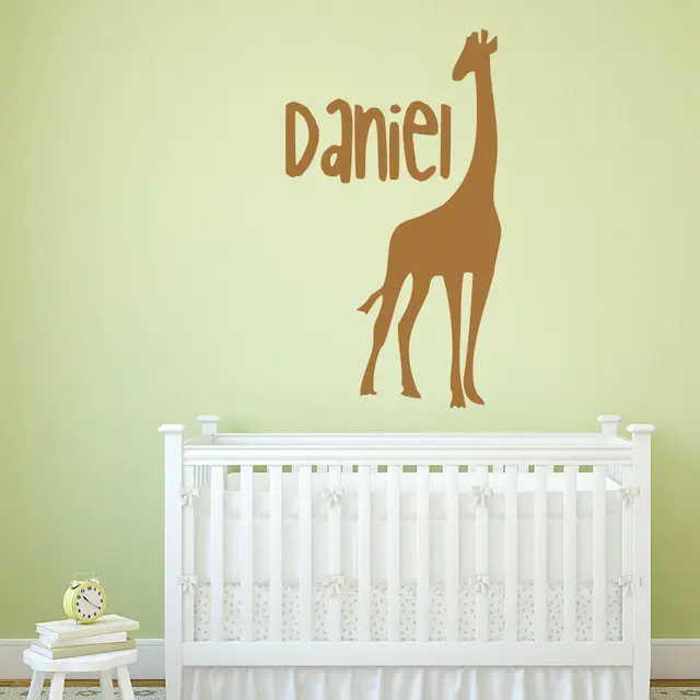 personalised name giraffe wall stickers animal wall decal kids