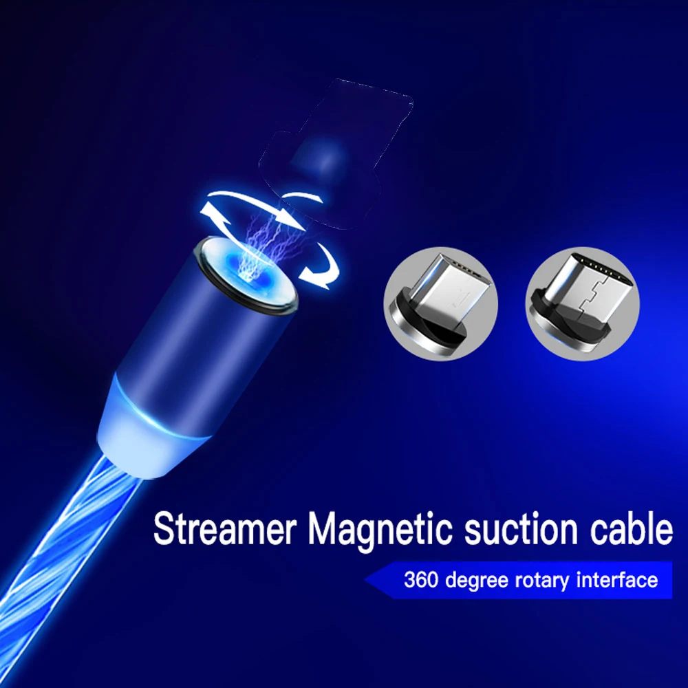 Магнитный кабель usb type-C, магнитный кабель, светодиодный, для быстрой зарядки, USB кабель микро-зарядного устройства, провод для xiaomi mi 9 9t pocof1