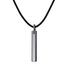 Hombres Collares Gargantilla De Carburo De Tungsteno Pilar Colgante con Caucho Negro Cadena Cordón De Cuero Collares Hombres Joyería de Moda 20″