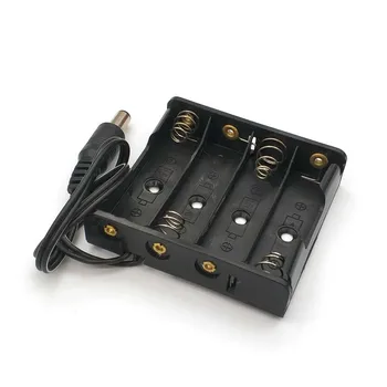 

4 x 1.5V AA Battery Holder Plastic Case Storage Box With DC5.5 * 2.1mm power plug
