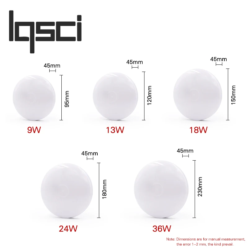 LQSCI 9 Вт 13 Вт 18 Вт 24 Вт 36 Вт 48 Вт светодиодный круглый панельный светильник поверхностного монтажа светодиодный потолочный светильник AC 85-265 в лампада светодиодный светильник