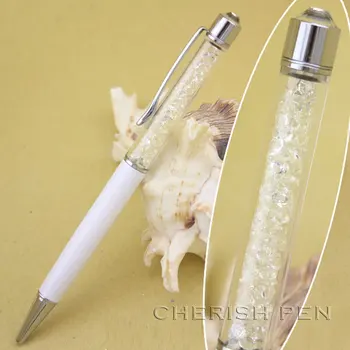 

Luxury White Crystal Rollerball/Roller Ball/Ballpoint Pen With Diamond In The Top funny pen spinning Free Shipping