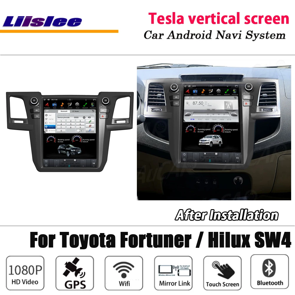 Excellent Liislee Android Tesla vertical For Toyota Fortuner / Hilux SW4 Stereo Car BT Carplay GPS Navi Map Navigation System Multimedia 2