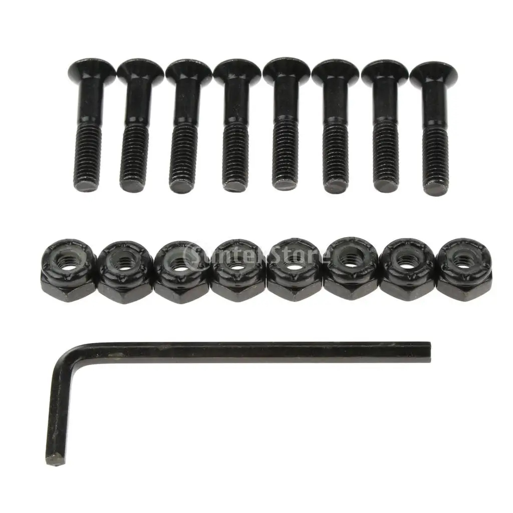 8Pcs Carbon Steel Longboard Skateboard Hardware Bolts with Hex Tool