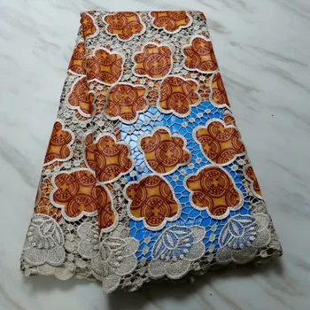 

double colors swiss water soluble lace net fabric embroidered sewing 5 yards/lot high quality african lace fabric for patchwork