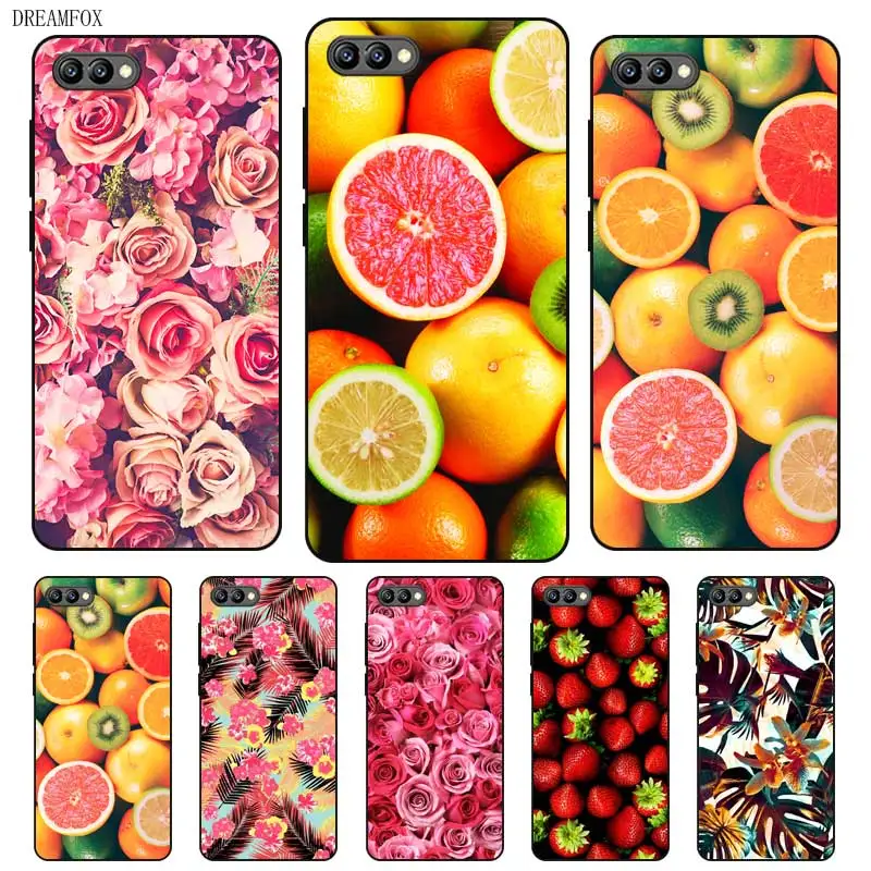 N264 Beautiful Flowers Black Silicone Case Cover For Huawei Honor 8C 8X 9 10 20i V10 V20 Note10 Max Lite Magic2 |