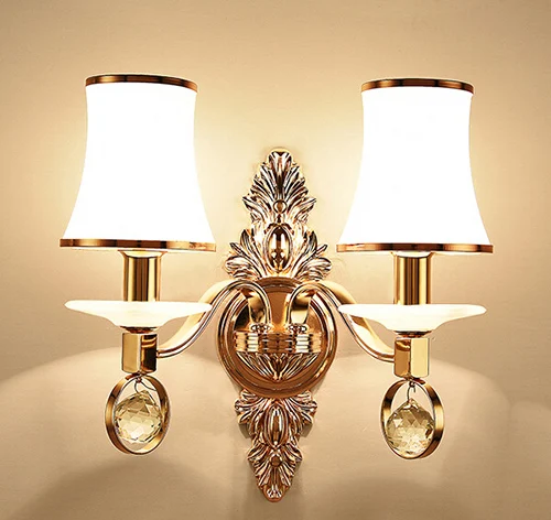 2 lights wall lamp Современные хрустальные мраморные светодиодные люстры, освещение, золотая металлическая гостиная, светодиодная подвесная люстра, подвесной светильник для спальни - Цвет абажура: 2 lights wall lamp