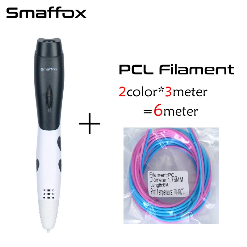 Smaffox 3D ручка со встроенным аккумулятором, 5V 2A USB адаптер переменного тока, низкая температура 3D Печатающая ручка, безопасная для детей «Человек-паук», творческий образование подарок - Цвет: white standard