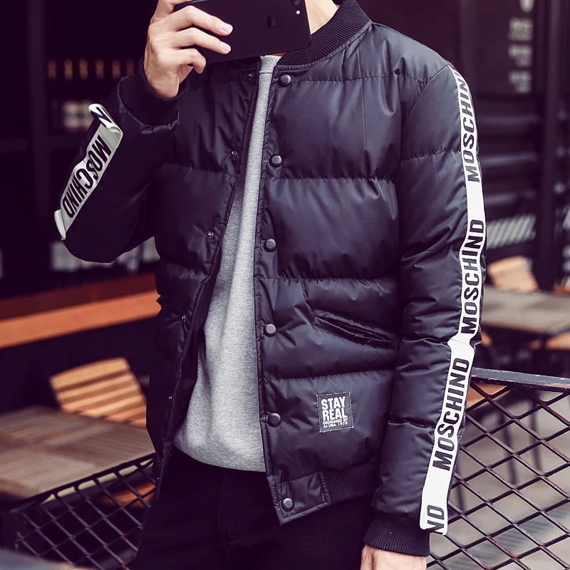 

2016 new men's autumn and winter jacket jacket shorts baseball jacket Slim large size M-4XL black and off-white  WZ322