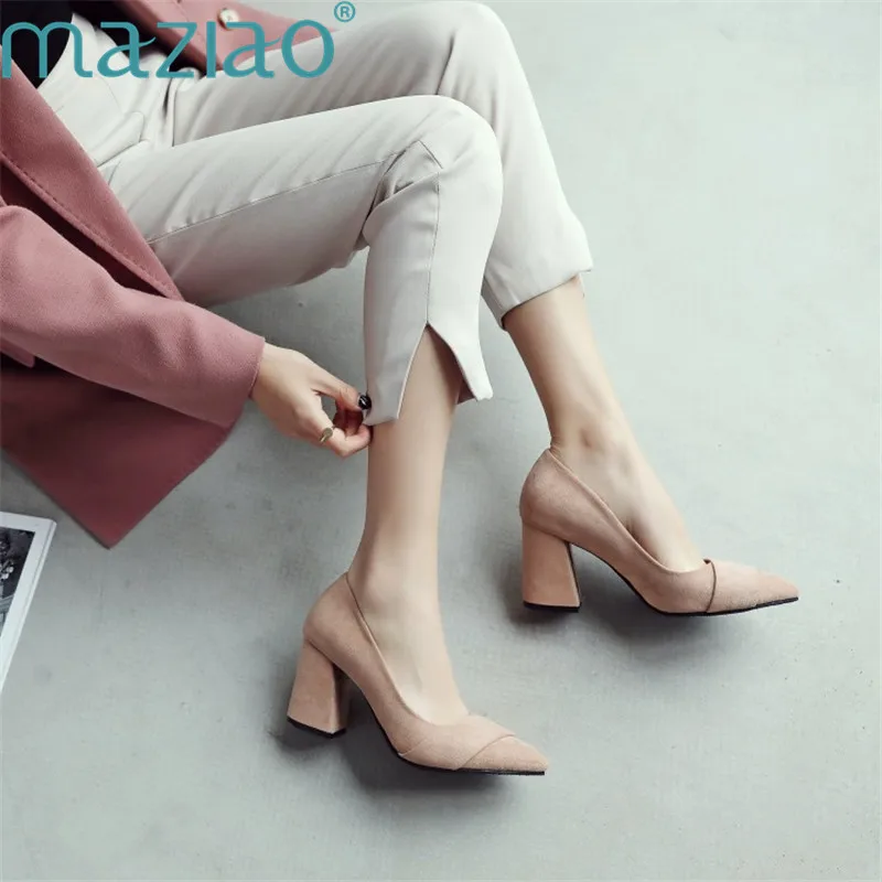 

Female Shoe Street Style Pointed Toe Shallow Mouth Thick Heel High Heel Ladies Shoe Casual Shoes MAZIAO