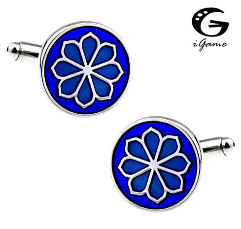 iGame Factory Supply Designer Cufflinks Blue Color Flower Design Quality Copper Material Free Shipping | Украшения и аксессуары