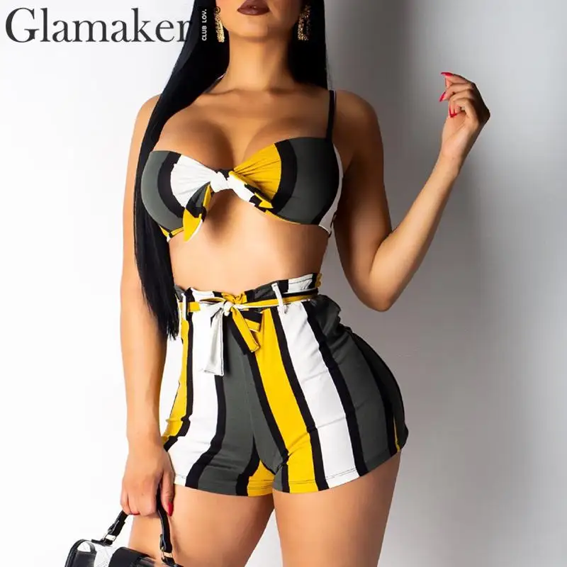 Glamaker костюм из двух предметов полосатый пляжный комбинезон женский летний
