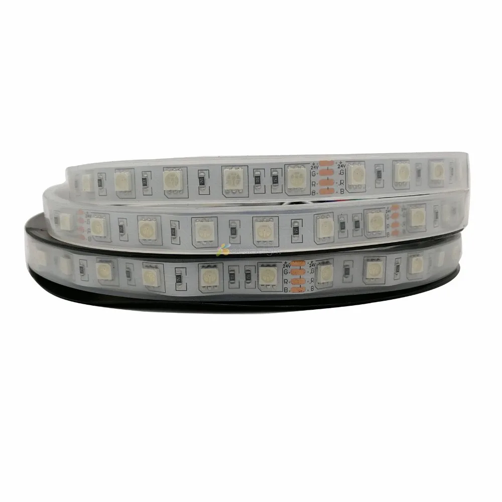 24V 5050 SMD светодиодный 60 Светодиодный s/m 5 м/лот, IP20/IP65/IP67 водонепроницаемый гибкий светодиодный светильник, белый теплый белый RGB