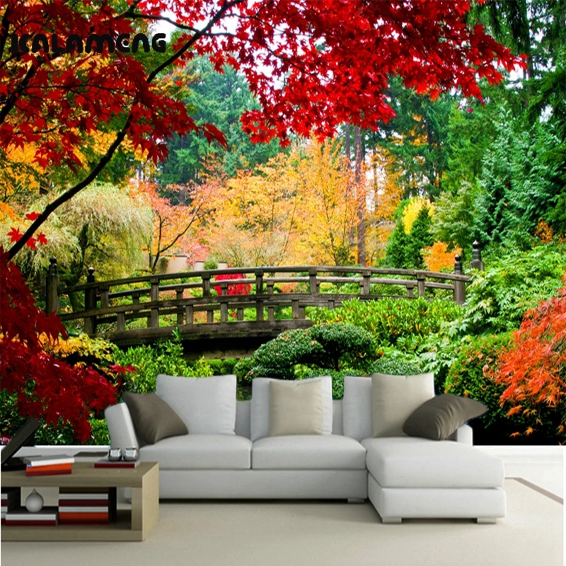 KALAMENG Custom 3D Wallpaper Design Autumn Forest Photo Kitchen Bedroom Living Room Wall Murals Papel De Parede Para Quarto custom photo wallpaper balcony forest landscape murals for the living room bedroom tv background wall waterproof papel de parede