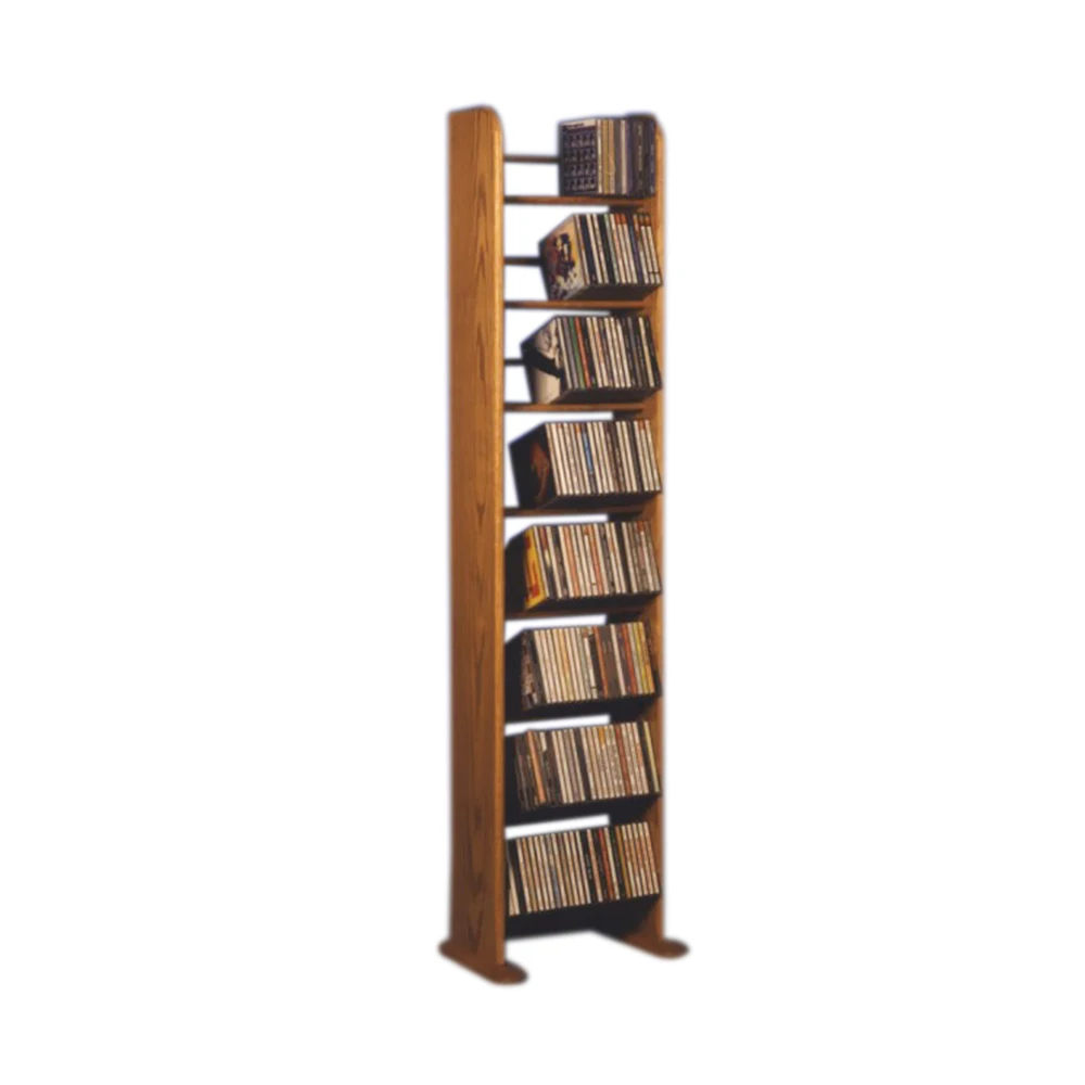 Cdracks Solid Oak 8 Row Dowel CD Rack Capacity 208 CD's Honey Oak Finish