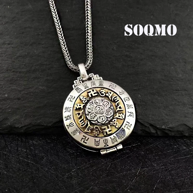 SOQMO 925 пробы серебряные украшения Buddhistic кулон мантра для женщин и мужчин