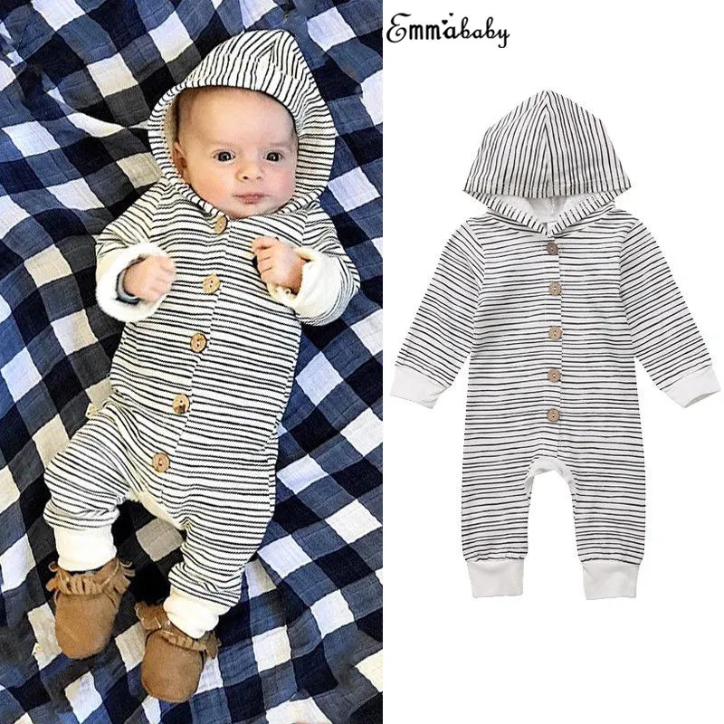 

Toddler Lovely Infant Baby Girls Boys Hoodie Clothes Striped Romper Long Sleeve Jumpsuit Tracksuit Outfits Pajamas Clothing