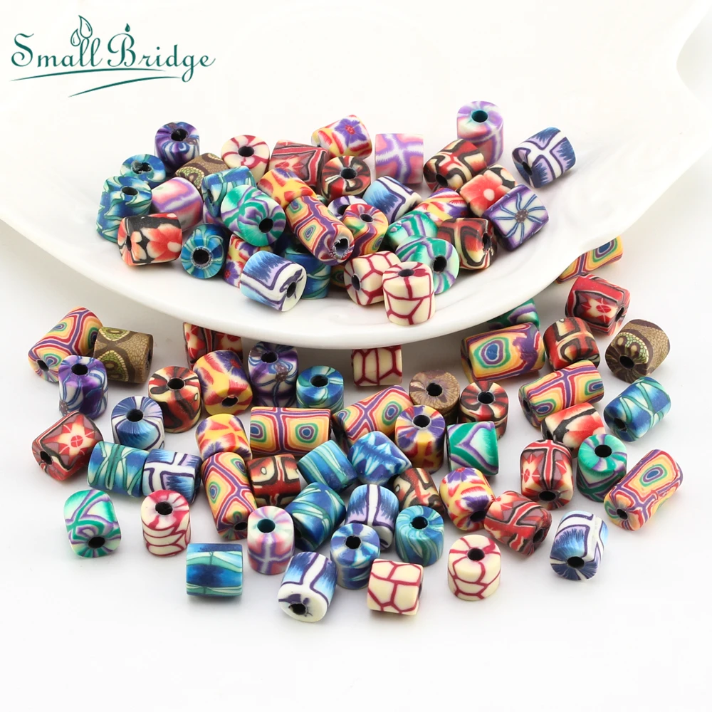 Focal bead necklace Colorful beads Handmade bead set Polymer clay beads Craft supplies Matching bead set Loose beads DIY jewelry set of 2