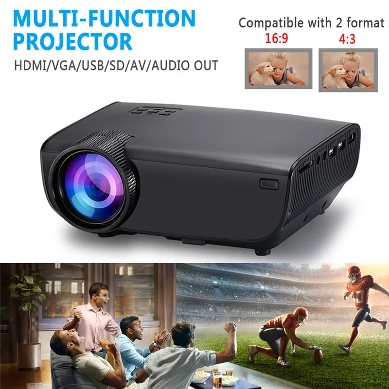 

3D Wireless Projector HD 1080P Phone WiFi Screen Projector Portable Home Theatre Projection Support TV HDMI AV USB VGA Interface