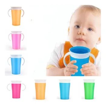 

1PC 360 Degree Can Be Rotated Magic Cup Baby Learning Drinking Cup LeakProof Child Water Cup Bottle 260ML