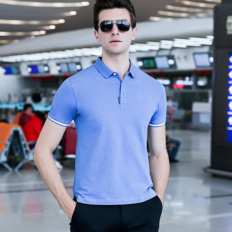 Men's Summer Solid Color Polo Shirt Smart Casual Cotton Short Sleeve