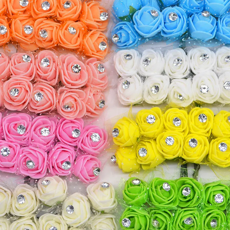 

36/72/144pcs 2cm Decorative Teddy Bear Rose PE Foam Artificial Diamond Rose Flower For Home Wedding Decoration DIY Wreath Craft