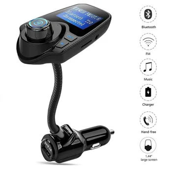 

2017 T10 Wireless In-Car Bluetooth FM Transmitter Radio Adapter Car Kit with 1.44 Inch Display and USB Car Charger mp3 player