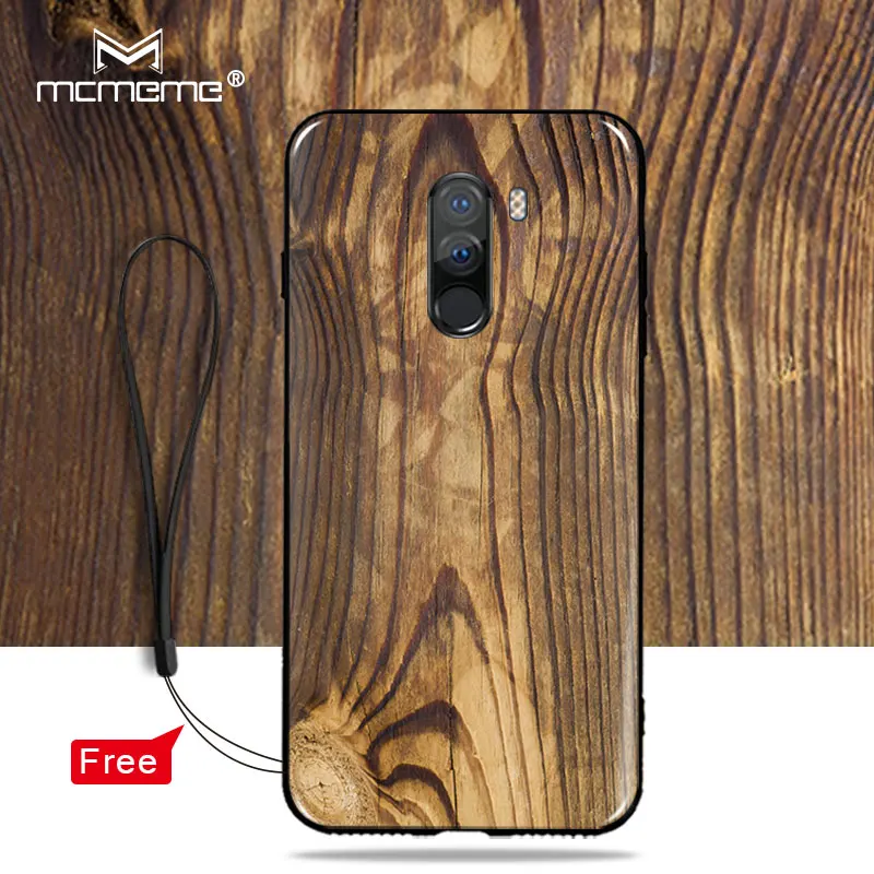 

For Pocophone F1 Cover Case For Xiaomi Pocophone F1 F 1 case fashion Wood grain painting Soft Silicone TPU Pocophone F1 Case