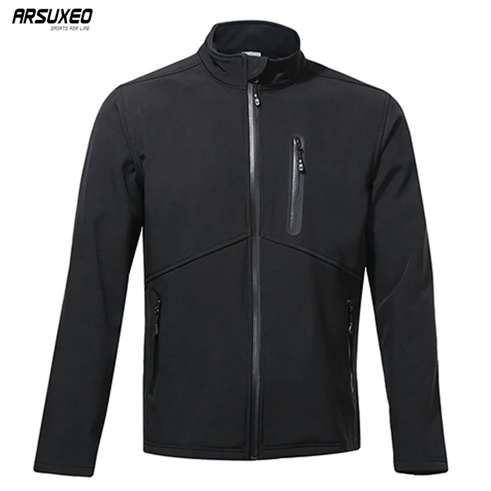 

ARSUXEO Autumn Winter Men's Thermal Fleece Cycling Jacket Winter Warm Up Bike Clothing Windproof Waterproof Sports MTB Coat