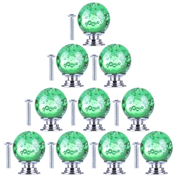 

10Pcs Crystal Bubble Ball Handle Creative Doorknob For Cabinet Drawer Wardrobe Door Knobs And Handles New - Green White Blue