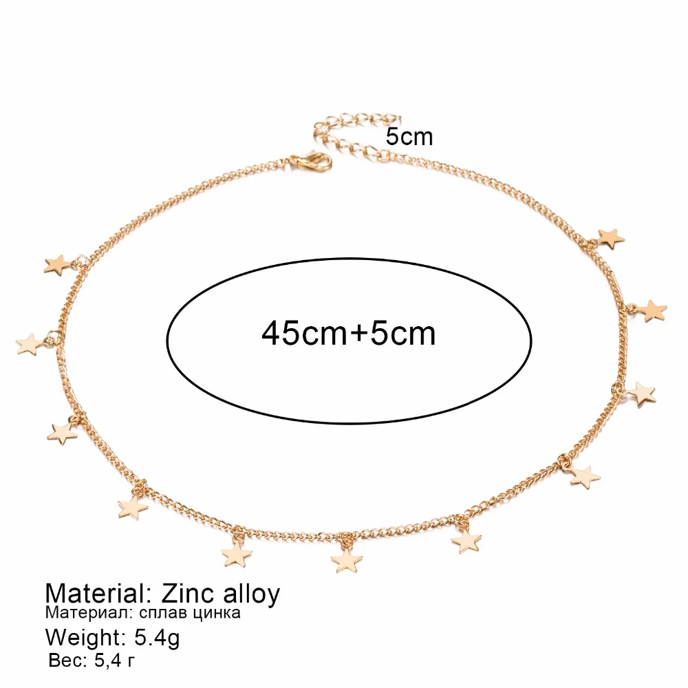 KISSWIFE Модные женские ювелирные изделия натуральный сплав пятиконечная звезда женское ожерелье с подвеской колье ожерелье s