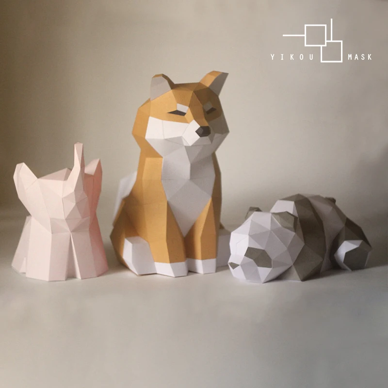 

Ins Scandinavian Creative 3D Paper Art Diy Elephant Fox Panda Animal Desktop Display Photographic Decoration Projects home decor