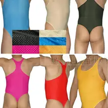 Мужские боди стринги трико нейлон спандекс Высокая срезанная гоночная спина G3285 ушко купальники ткань