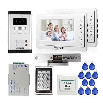 

FREE SHIPPING 7" Video Intercom Apartment Door Phone 2 Monitors System Outdoor Camera for 2 Family + Metal RFID Access System