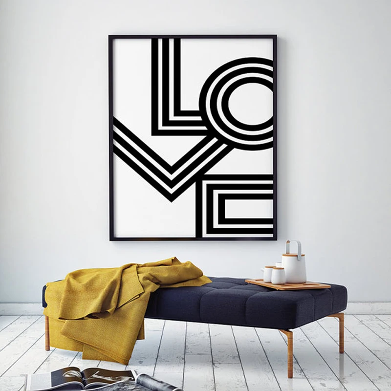 Минималистичный постер с геометрическим принтом LOVE Wall Art Современная Картина на