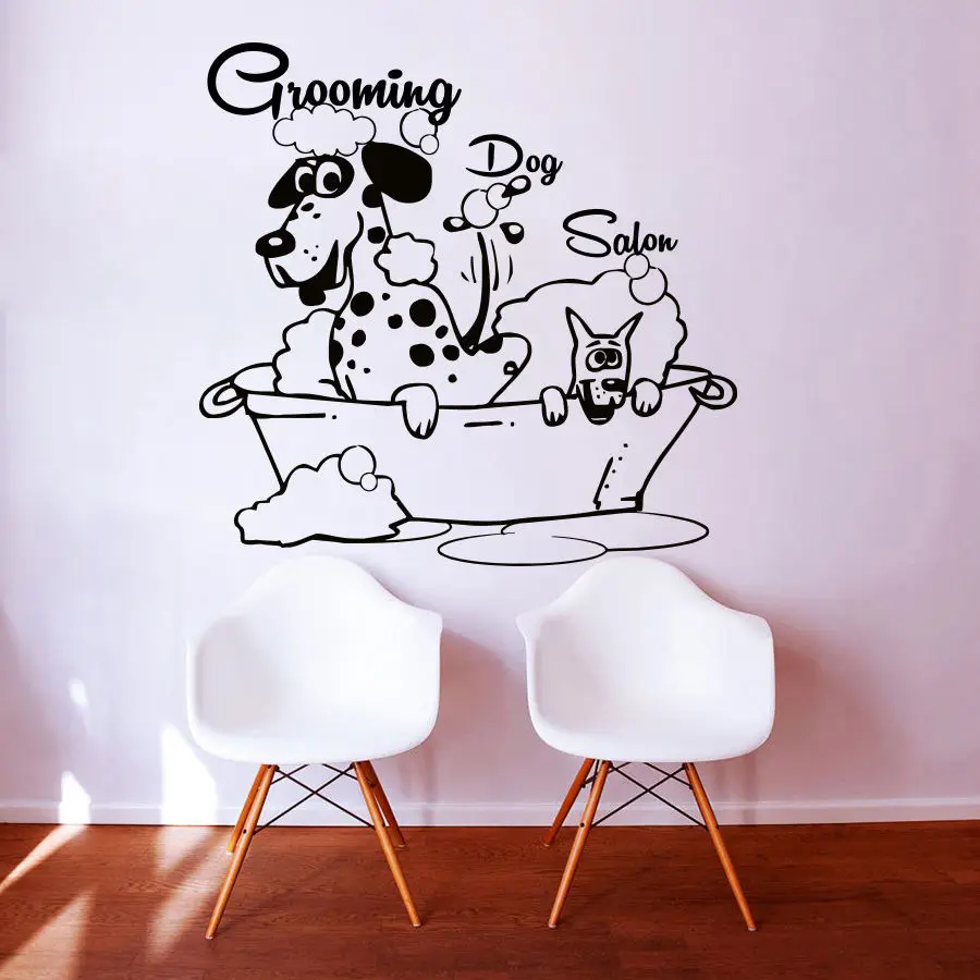 Dog Grooming Salon Pet Shop Sticker Decal Muurstickers Posters Vinyl Wall Art Decals Parede Decor Mural Pet Shop Sticker