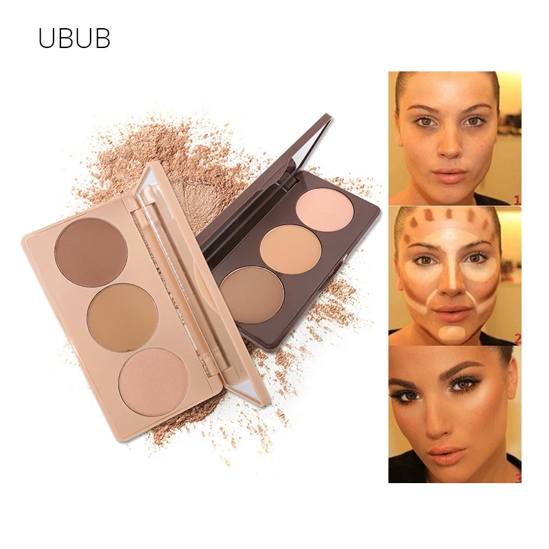 

UBUB Mineral Bronzer Highlighter Matte Brighten Face Contouring Grooming Dark Skin Pressed Powder 3 Colors Concealer Base Makeup