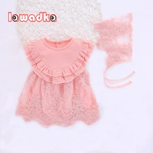 Lawadka хлопок Детский комбинезон с кружевом+ Детская шляпа летняя одежда для малышей комбинезон комплект маленьких девочек одежда в стиле принцесс