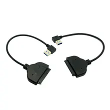 2pcs 90 Degree Left & Right Angled USB 3.0 to SATA 22 Pin 2.5″ Hard Disk Driver SSD Adapter Cable