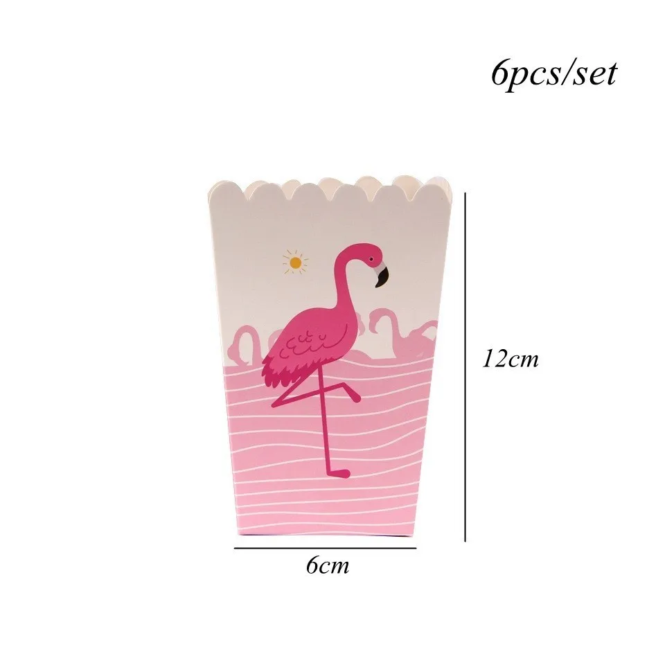 6pcs Popcorn box A 1 Набор, серия фламинго, одноразовая посуда, бумажная тарелка/чашка, декор стола, тема для летней вечеринки, свадьбы, предметы для украшения дня рождения - Цвет: 6pcs Popcorn box A