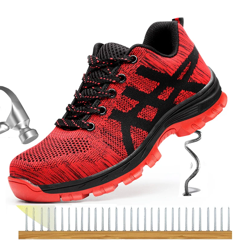 

Plus Size 35-46 Outdoor sneakers Men hiking Shoes Safety Mesh trekking Shoes Men High Quality Steel Toe Anti-smashing shoes male