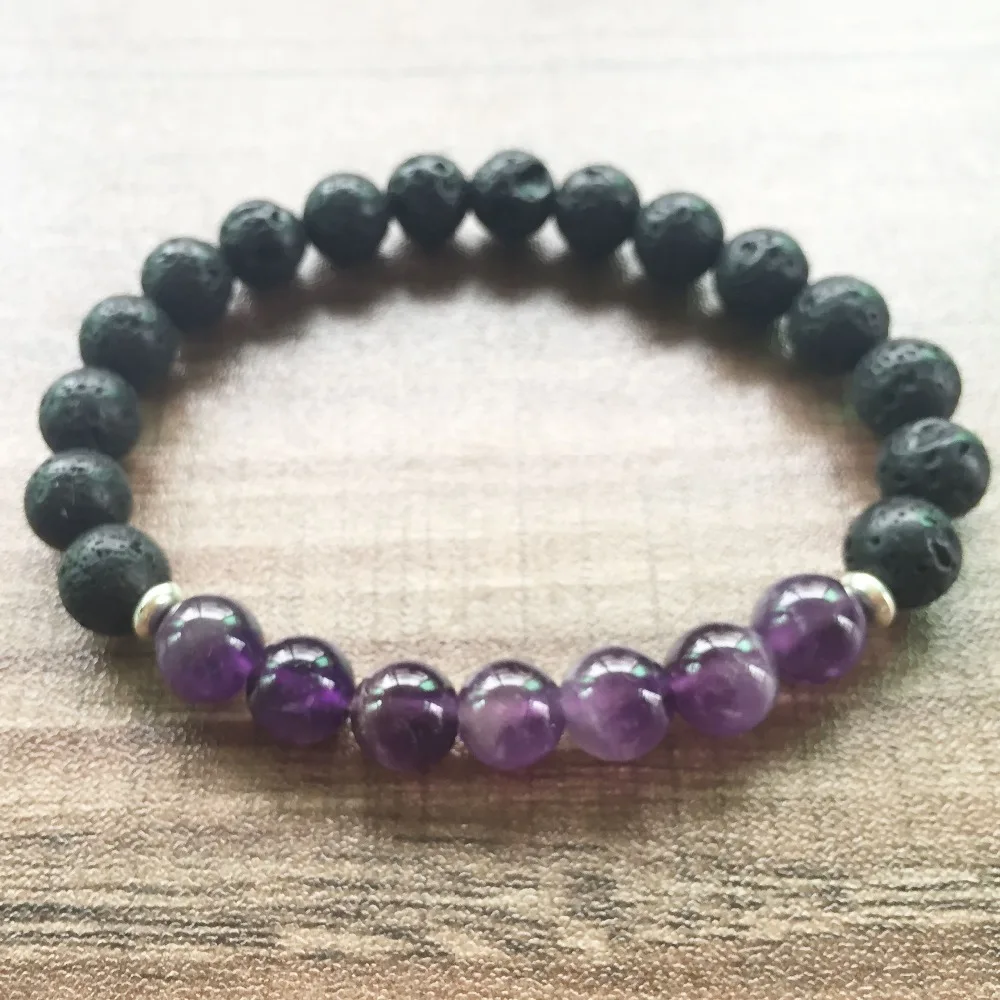 Lava Stone Purple Quartz Bracelet Bracelet For Men And Women Intention