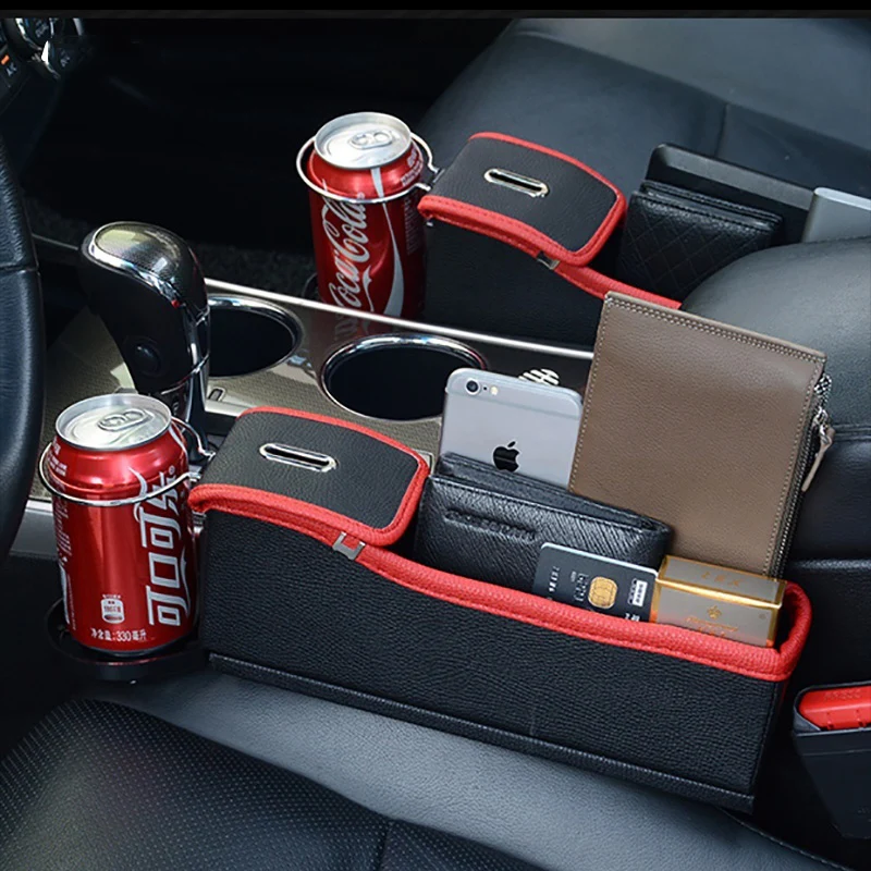 

1pc Car Seat Organizer Gap Catcher PU Leather Car Organizer Storage Box Cup Holder Multi-function Pocket Storage Car Accessories