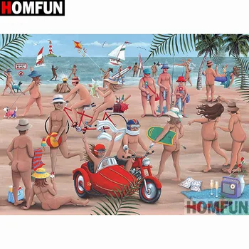 

HOMFUN Full Square/Round Drill 5D DIY Diamond Painting "Character beac" 3D Embroidery Cross Stitch 5D Home Decor Gift A14974