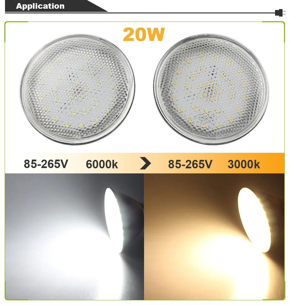 Água ao ar Lâmpada de Iluminação 20 w E27 Par38 Ip65 à Prova d' Livre Led Spot Light Bulb Ac85 265v Ampola Interior da Rgb Branco Quente Holofotes 6 20 W E27 PAR38 IP65 À Prova