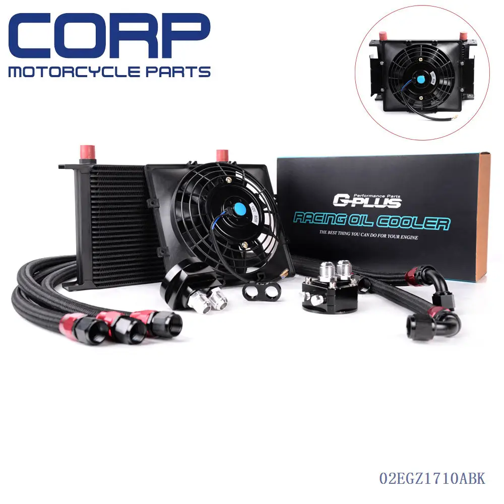 

25 Universal Row AN-10AN Engine Transmission Oil Cooler+7" 12V Electric Fan Kit