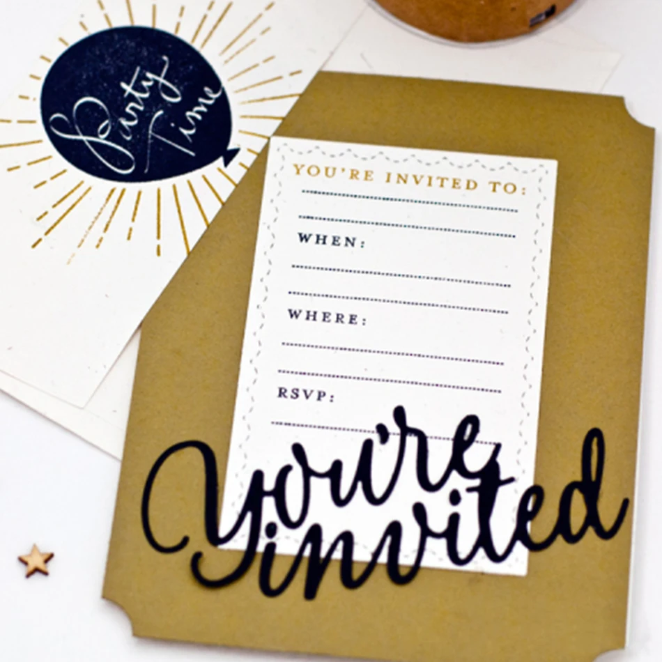  Eastshape You're Invited English words Cutting Dies for DIY Scrapbooking Decorative Crafts Supplies - 32977338619